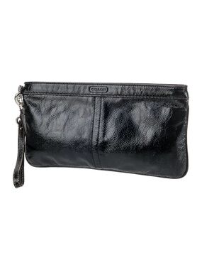 Coach Black Patent Leather Wristlet Pouch